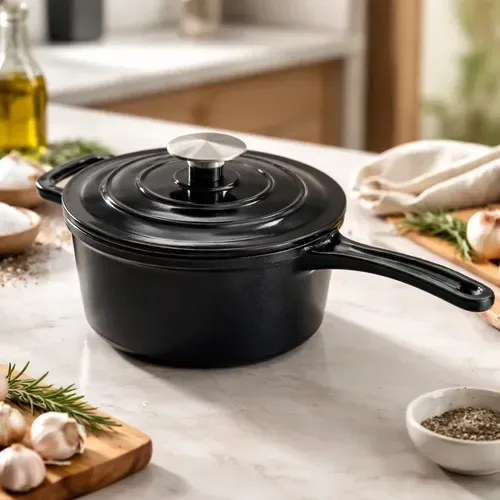 Cacerola N19 c/ mango Esmaltada Negra | By Sakura