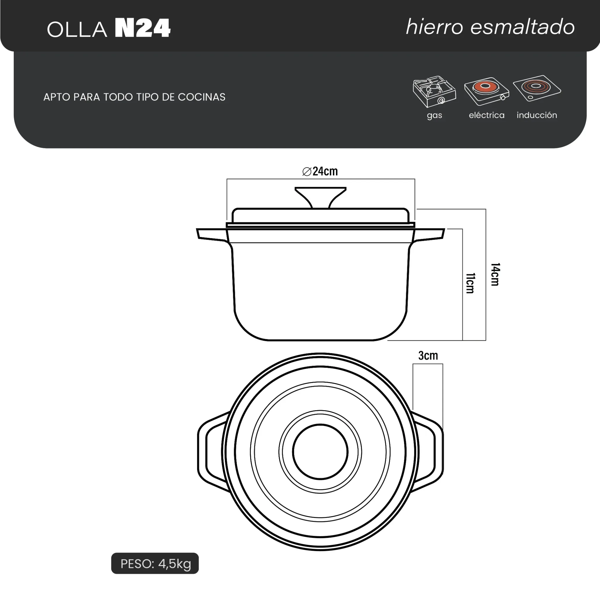 Olla N24 Esmaltada Beige | By Sakura