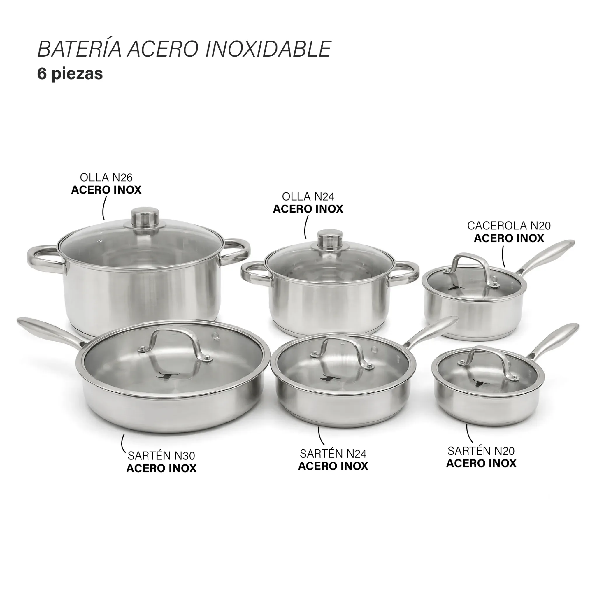 Bateria Acero Inoxidable