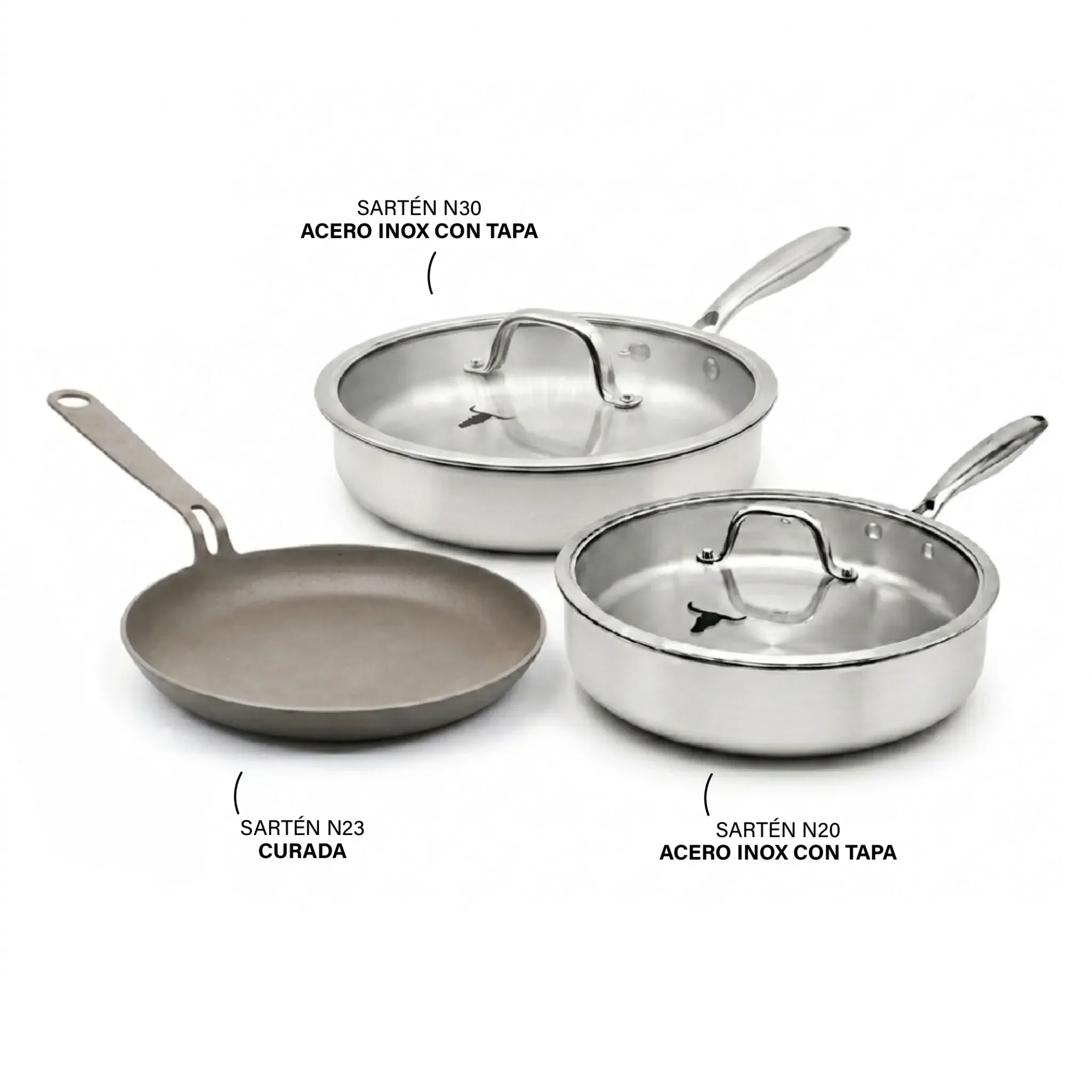 Set x3 Curado | Acero Inox