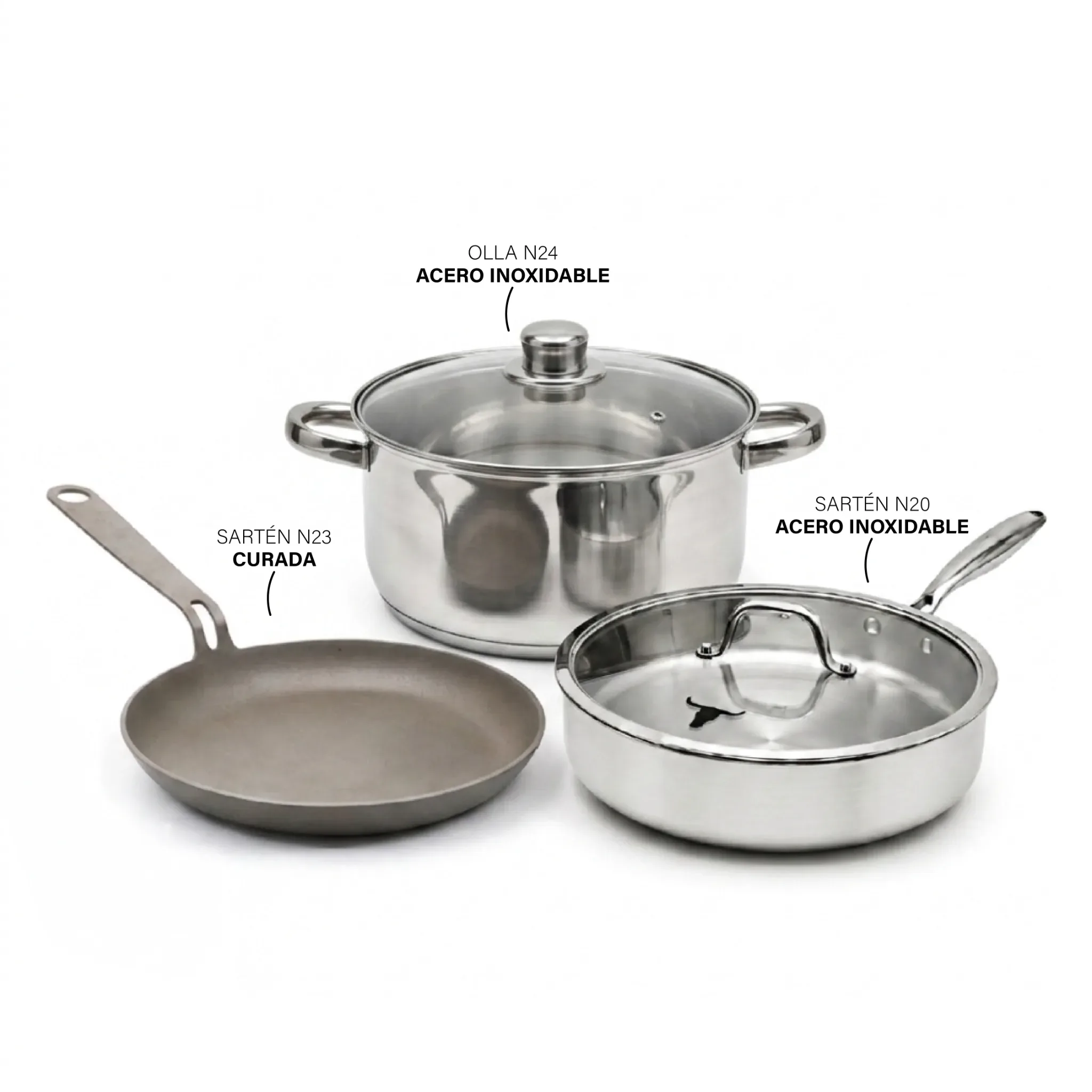 Set x3 Acero Inox | Curado