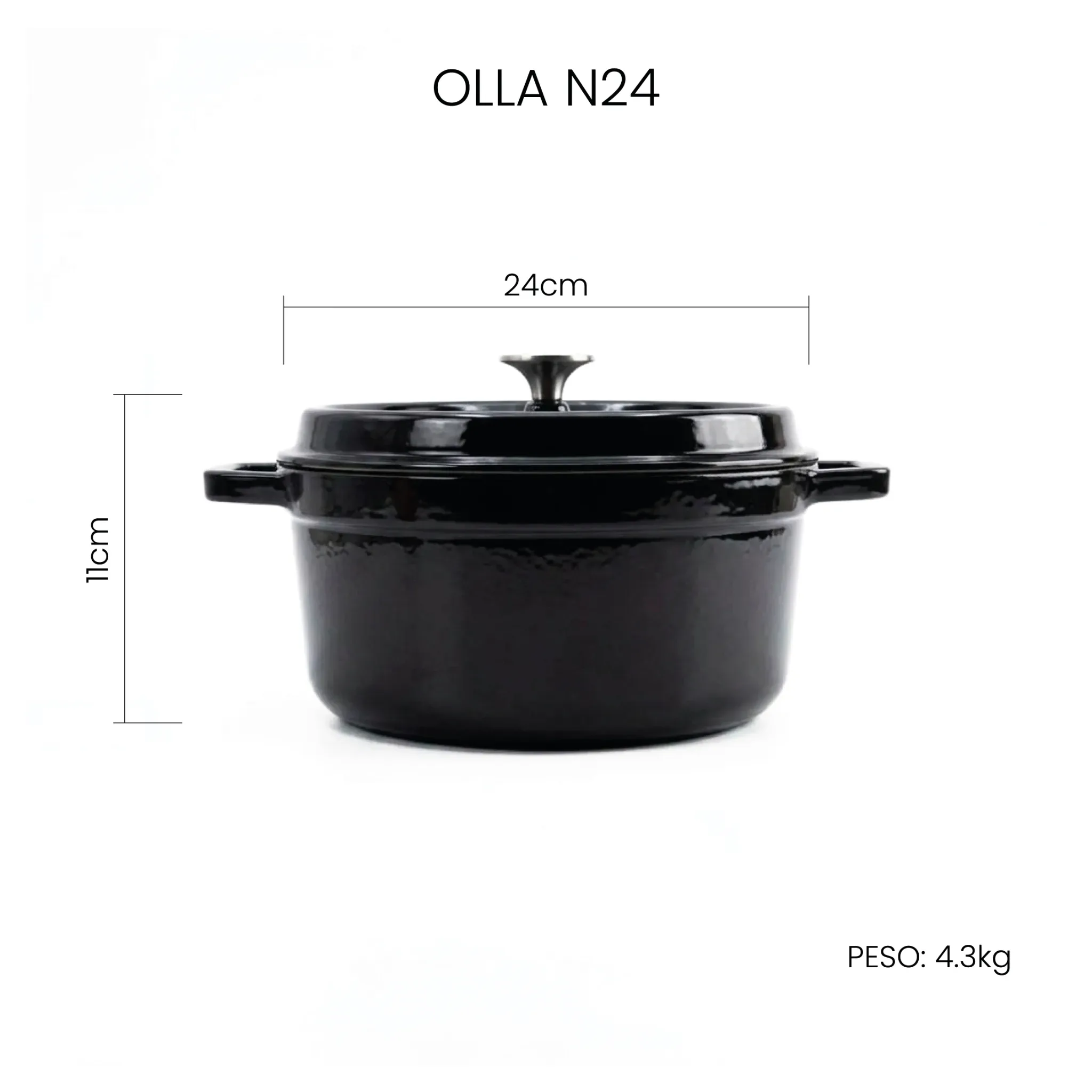 Olla N24 Esmaltada Negro | By Sakura