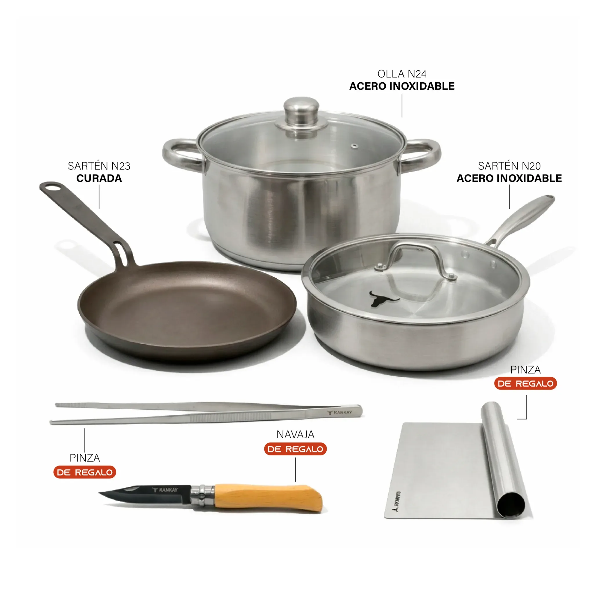Set | Acero Inoxidable & Curado + Accesorios