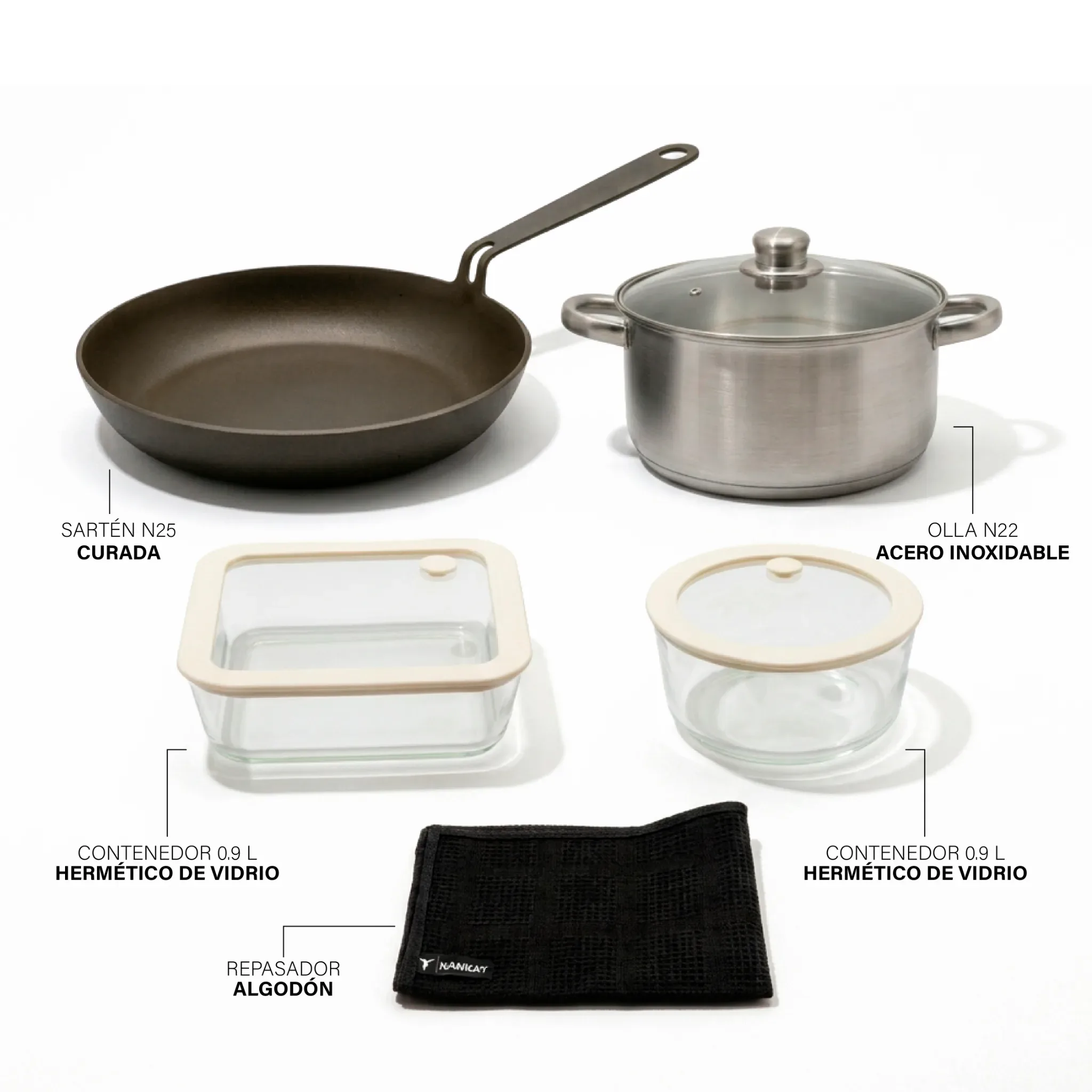 Solo x Hoy | Curado & Acero Inox + Contenedores de Vidrio