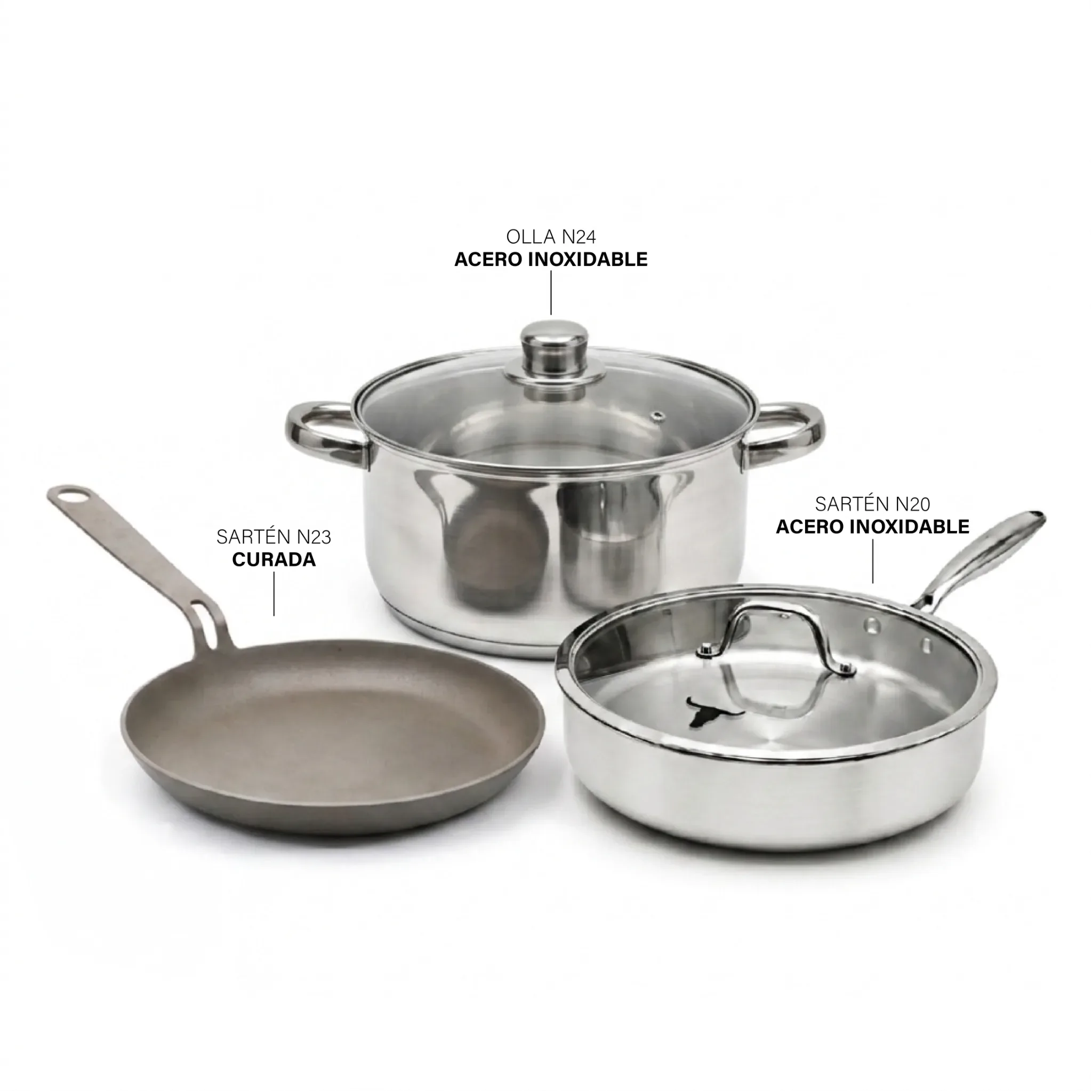 Set x3 Acero Inox | Curado